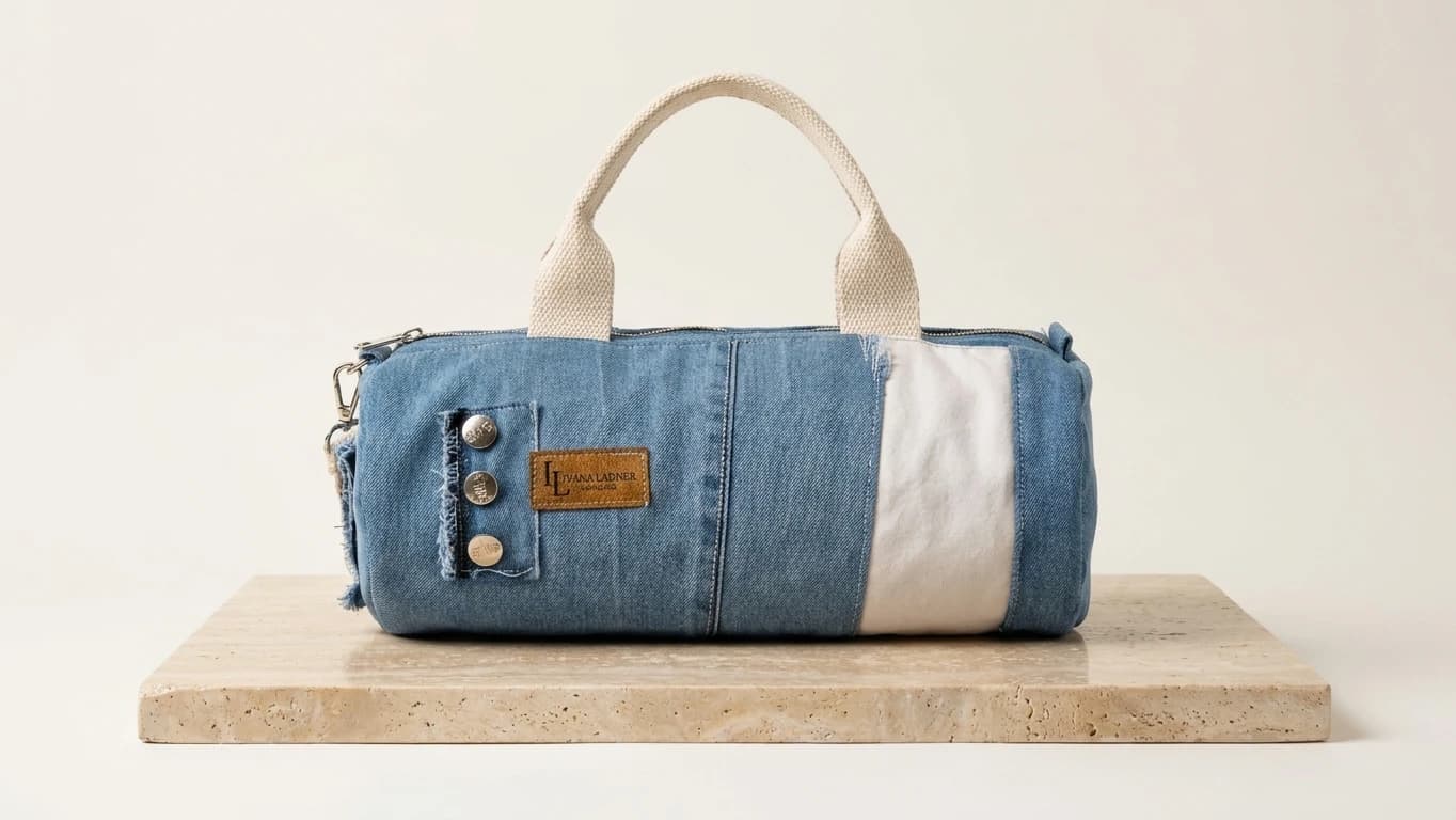 Light Denim & Natural Cylindrical Bag - View image 1