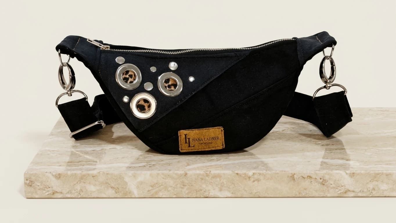 Riñonera Denim Noir & Acentos Leopardo - Ver imagen 1
