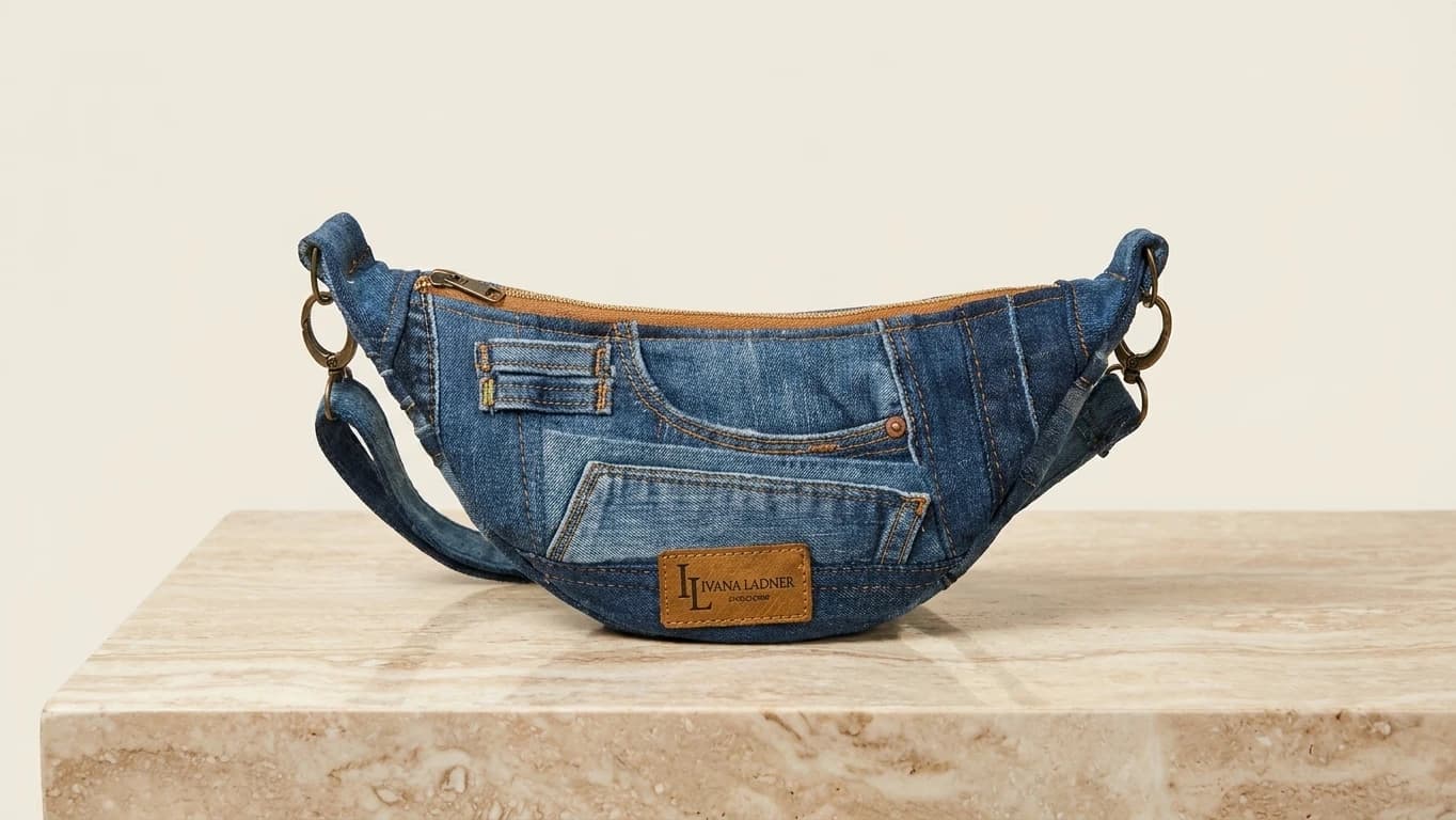 Riñonera Denim Curva & Herrajes Bronce - Ver imagen 1