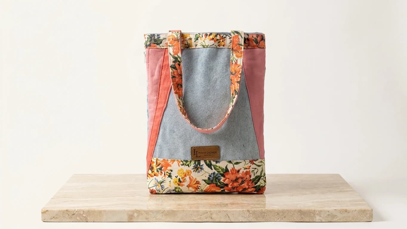 Tote Denim Lavado & Acento Botánico